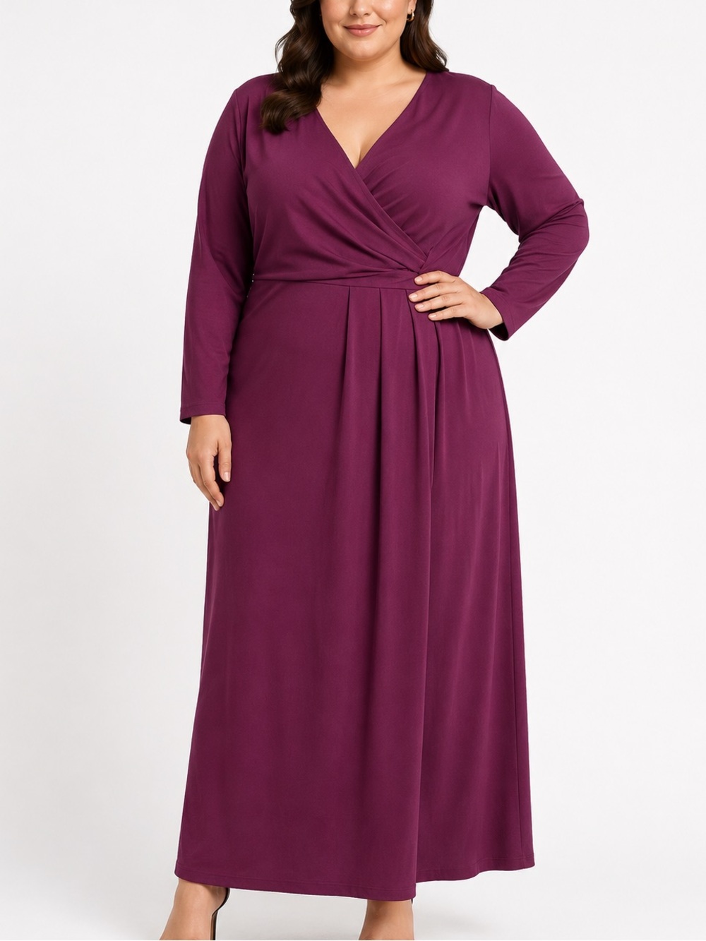 Investments Soft Separates Surplice V-Neck 3/4 Sleeve Midi Faux Wrap Dress 2x